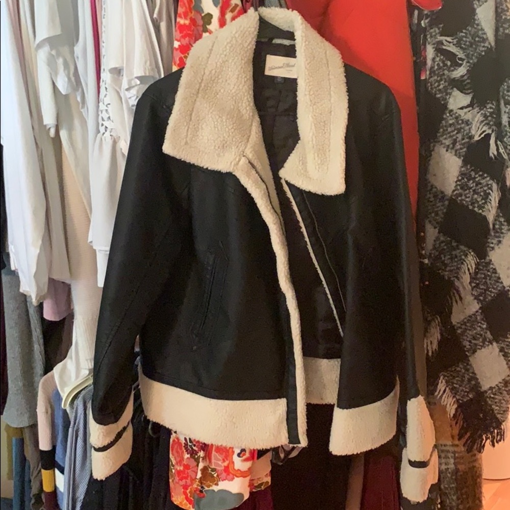 Black faux leather jacket w/ Sherpa lining